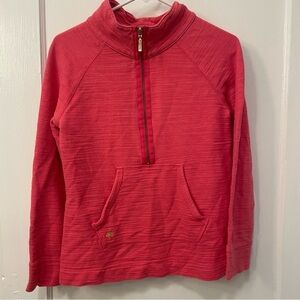 Lilly Pulitzer Solid Skipper Popover Coral Pink Pullover Sweater Sweatshirt